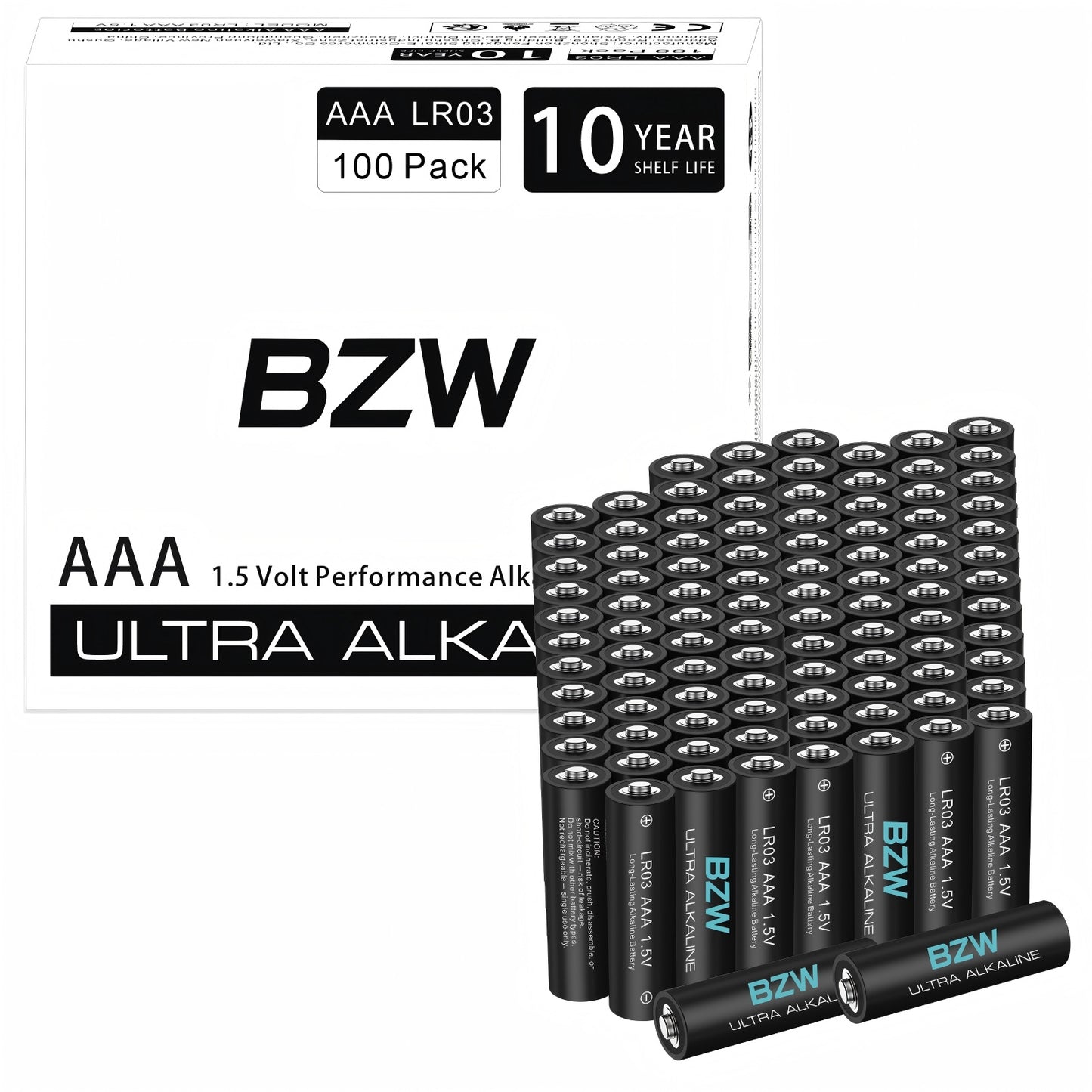 BZW AAA Batteries 100 Pack – 1400mAh, Premium Alkaline 1.5V Triple A Batteries, Ultra Long-Lasting & Leakproof, 10-Year Shelf Life