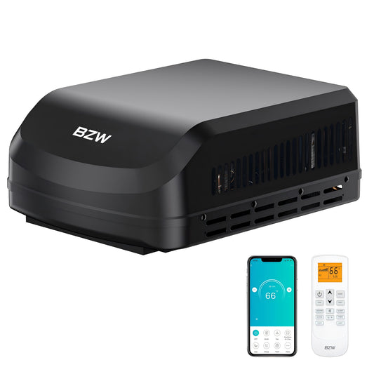 BZW 15K BTU RV AC Unit, with Heat Pump and Cooling, with WiFi and Remote Control, Ultra-quiet AC, Rooftop AC Unit RV, 110-120V, Non-Ducted, Black (PRO)