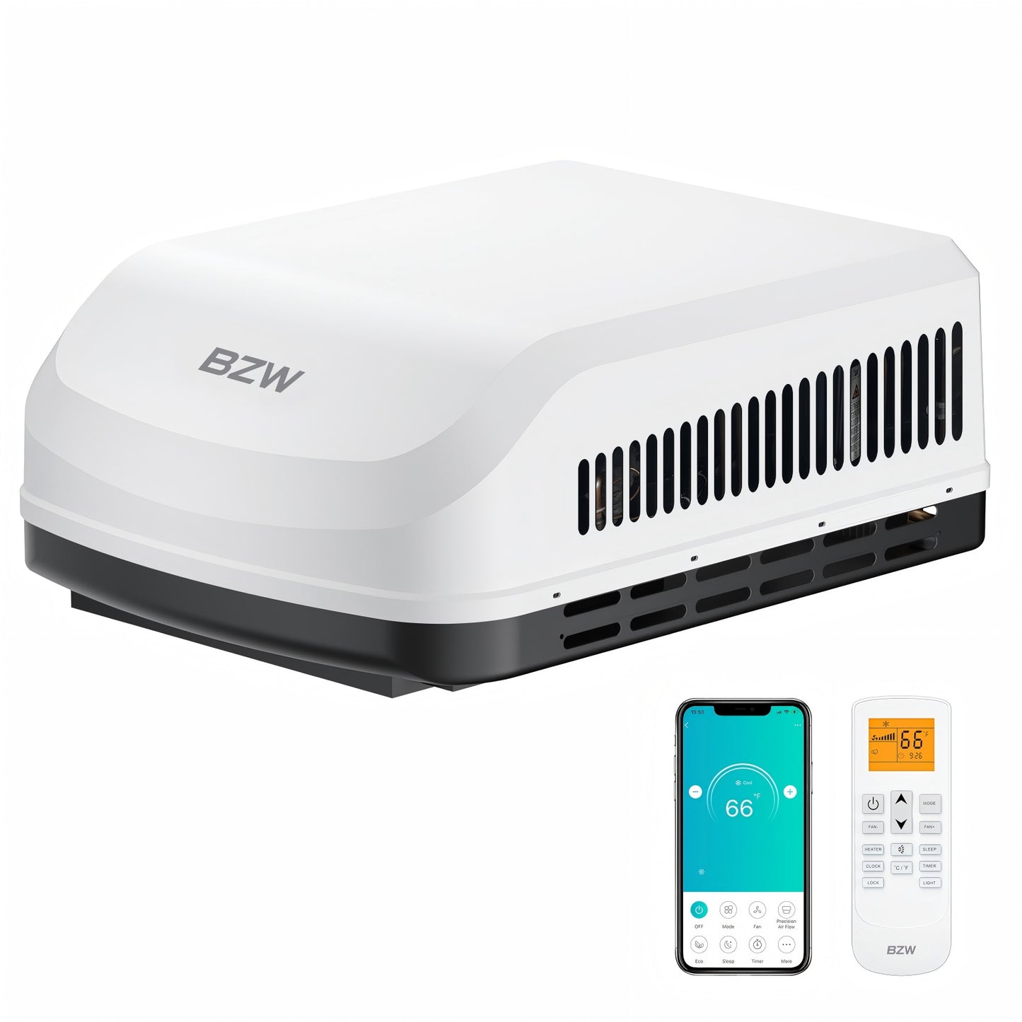 BZW RV Air Conditioner 15K Non-Ducted | Quiet AC, WiFi and Remote Control | 110-120V | Cooling Only | Easy Install | All-in-One Unit | For Camper, Fifth Wheel, Food Trucks, White (PRO)