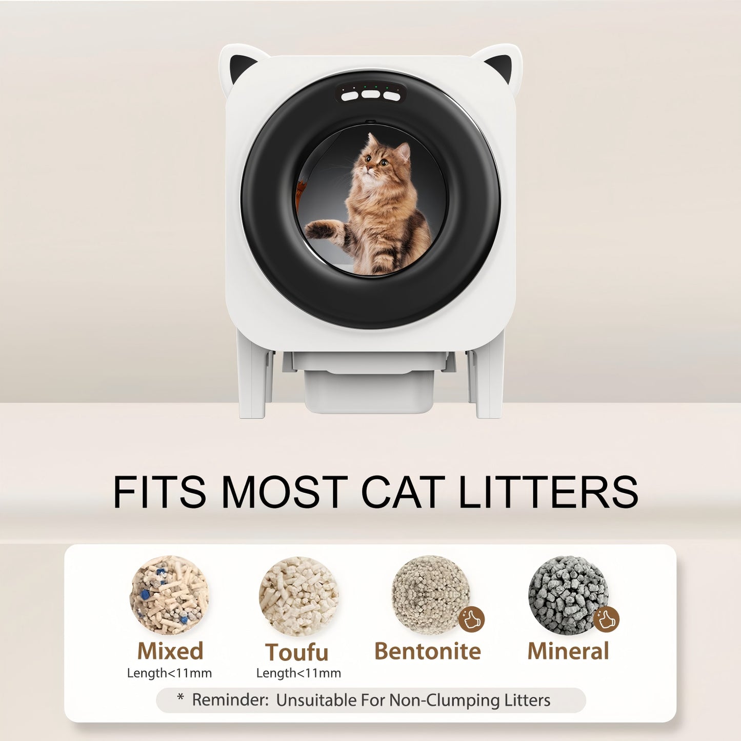 BZW Self Cleaning Litter Box, Large Capacity Automatic Cat Litter Box Self Cleaning for Cats, App Control, Safety Protection, 1 Roll Garbage Bags, Black