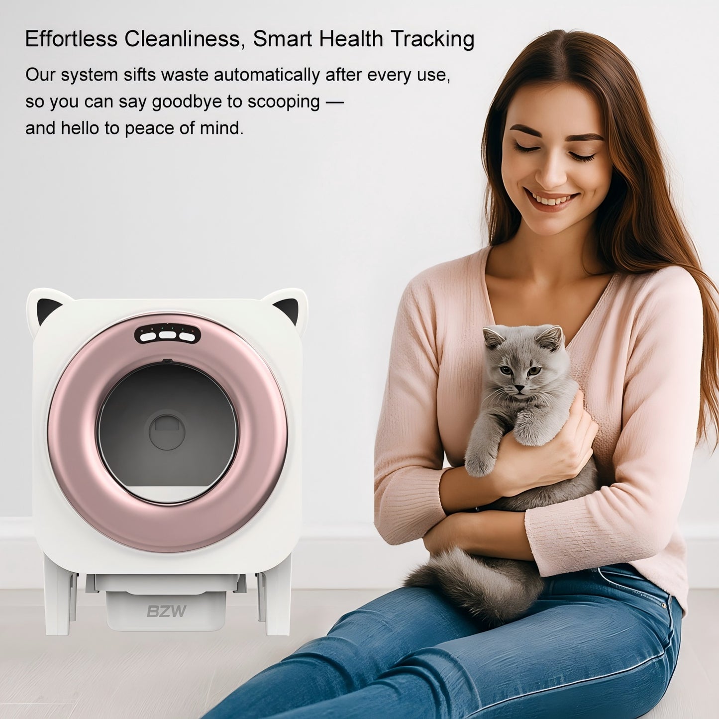BZW Self Cleaning Litter Box Automatic - Extra Large Self-Cleaning for Multiple Cats - APP-Controlled with Smart Sensors - Odor-Free - Safety Protection - Low Noise, 1 Roll Garbage Bags, Silver