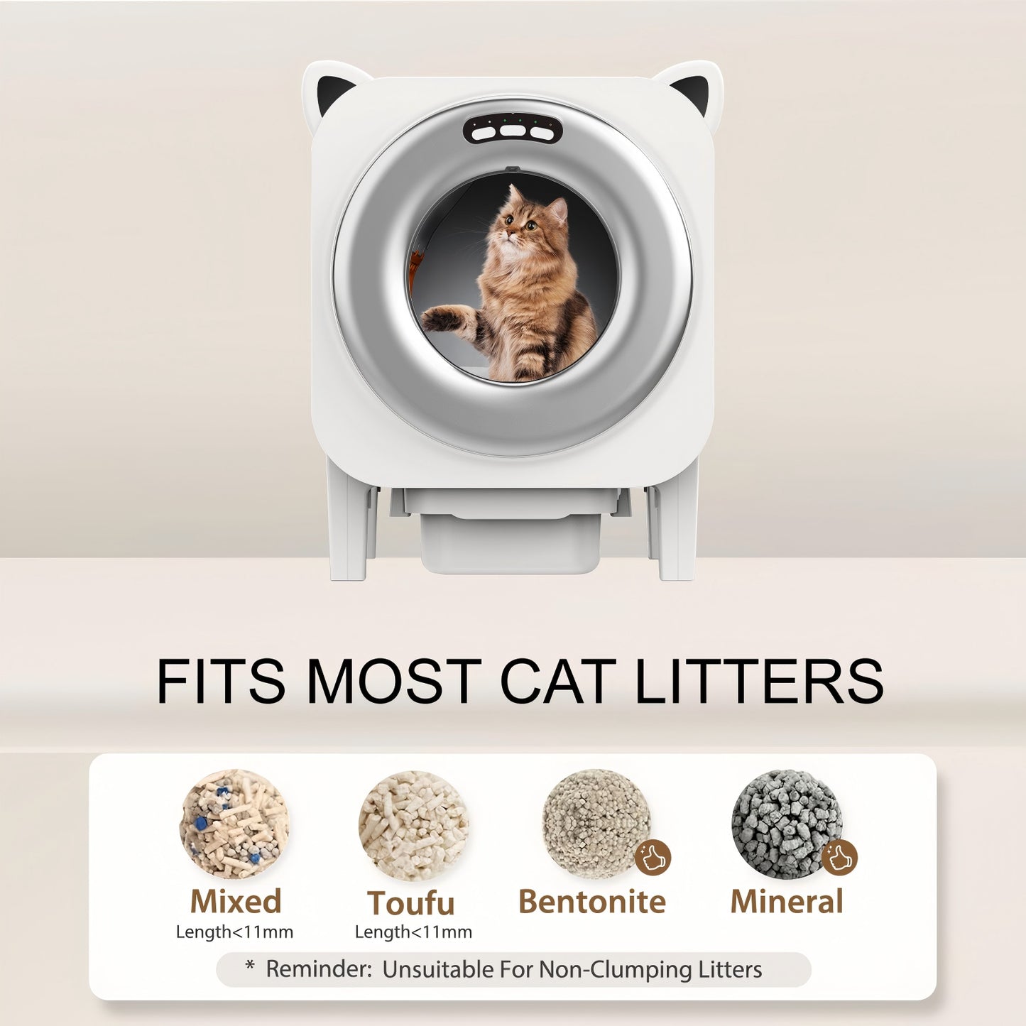 BZW Self Cleaning Litter Box Automatic - Extra Large Self-Cleaning for Multiple Cats - APP-Controlled with Smart Sensors - Odor-Free - Safety Protection - Low Noise, 1 Roll Garbage Bags, Silver